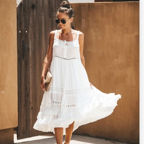 Vici Old Town Crochet Midi Dress